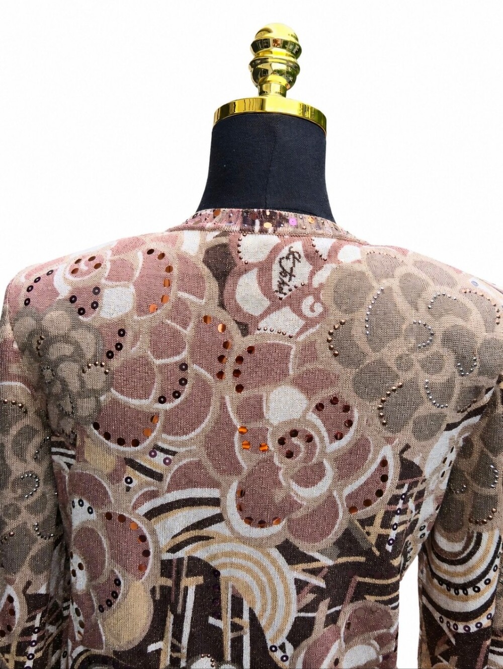 NWT St John Evening Sz 8 Metallic Knit Sequin Rhinestone Jacket Cardigan $995 - Picture 10 of 17